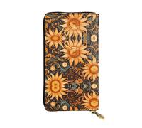 JKDGOJ Portefeuille long en cuir avec imprimé tournesol pour femme - Grande capacité - Avec fermeture éclair
