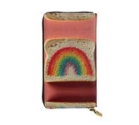JKDGOJ Portefeuille long en cuir pour femme avec fermeture éclair Motif arc-en-ciel sur pain Grande capacité