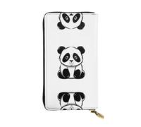 JKDGOJ Portefeuille long en cuir pour femme avec imprimé croquis d'un panda - Grande capacité - Avec fermeture éclair