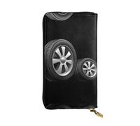 JKDGOJ Portefeuille long en cuir pour femme avec imprimé roue de dessin animé grande capacité avec fermeture éclair