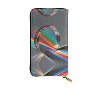 JKDGOJ Portefeuille long en cuir transparent avec imprimé arc-en-ciel pour femme - Grande capacité - Fermeture éclair