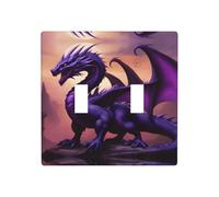 JKDGOJ Purple and Wirte Panneau mural décoratif Motif dragons 11,4 x 11,4 cm Convient aux prises qui ne sont pas facilement endommagées