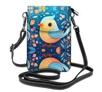 JKDGOJ Sac à bandoulière bleu avec imprimé oiseau de dessin animé, sac pour téléphone portable, petit portefeuille pour femme, un cadeau pratique adapté pour les sorties, l'exercice et le shopping