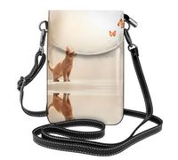 JKDGOJ Sac à bandoulière imprimé chat regardant un papillon, sac pour téléphone portable, petit portefeuille pour femme, un cadeau pratique adapté pour les sorties, l'exercice et le shopping