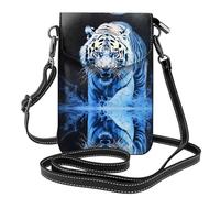 JKDGOJ Sac à bandoulière imprimé tigre blanc féroce, sac pour téléphone portable, petit portefeuille pour femme, un cadeau pratique adapté pour les sorties, l'exercice et le shopping