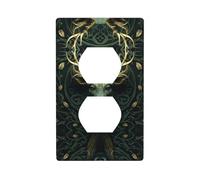 JKDGOJ Sculpture tête de cerf imprimée double prise murale couvercle d'alimentation domestique durable pour prises et interrupteurs décoratifs