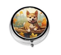 JKDGOJ Shiba Inu on Board Mini pilulier rond avec 3 compartiments pour le rangement des pilules et le voyage portable