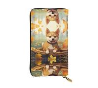 JKDGOJ Shiba Inu on Board Prints Portefeuille long en cuir pour femme Grande capacité avec fermeture éclair