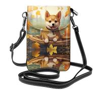 JKDGOJ Shiba Inu on Board Prints Sac à bandoulière pour téléphone portable, petit portefeuille pour femme, un cadeau pratique adapté pour les sorties, l'exercice et le shopping