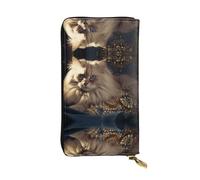 JKDGOJ Shiny Cat Prints Portefeuille long en cuir pour femme Grande capacité avec fermeture éclair
