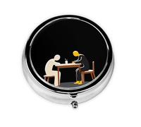 JKDGOJ Silence Pattern Mini pilulier rond avec 3 compartiments pour le rangement et le voyage
