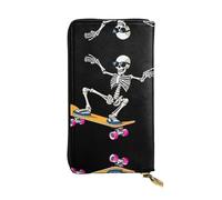 JKDGOJ Skeletons are in full swing Prints Portefeuille long en cuir pour femme Grande capacité Sac à fermeture éclair pour cartes de crédit