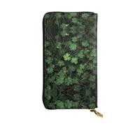 JKDGOJ Spring Clover Prints Portefeuille long en cuir pour femme Grande capacité avec fermeture éclair