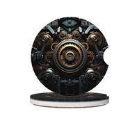 JKDGOJ Steampunk Gear Prints Lot de 2 dessous de verre absorbants en céramique antidérapants pour décoration de voiture
