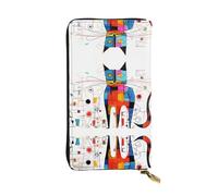 JKDGOJ Strange Cat Prints Portefeuille long en cuir pour femme Grande capacité avec fermeture éclair