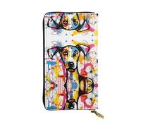JKDGOJ Strange Doodle Dog Prints Portefeuille long en cuir pour femme Grande capacité avec fermeture éclair