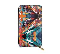 JKDGOJ Strange Watercolor Prints Portefeuille long en cuir pour femme Grande capacité avec fermeture éclair
