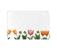 JKDGOJ Tapis de sol antidérapant imprimé tulipe trifolium pour intérieur et extérieur, convient pour les entrées de chambre à coucher et de salle de bain, 40,6 x 61 cm