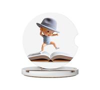 JKDGOJ The Boy in The Book Prints Lot de 2 dessous de verre absorbants en céramique antidérapants pour décoration de voiture