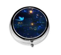 JKDGOJ The Darkness of Night Mini boîte à pilules ronde avec 3 compartiments pour le rangement des pilules et le voyage portable