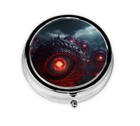 JKDGOJ The Devil's Eye Mini boîte à pilules ronde avec 3 compartiments pour le rangement des pilules et le voyage