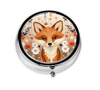 JKDGOJ The Fox in The Bush Mini pilulier rond avec 3 compartiments pour le rangement des pilules et le voyage portable