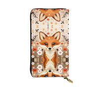 JKDGOJ The Fox in the Bush Prints Portefeuille long en cuir pour femme Grande capacité avec fermeture éclair