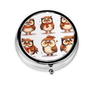 JKDGOJ The Learned Owl Mini pilulier rond avec 3 compartiments pour le rangement des pilules et le voyage portable