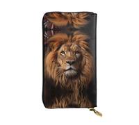 JKDGOJ The Lion's Gaze Prints Portefeuille long en cuir pour femme Grande capacité avec fermeture éclair