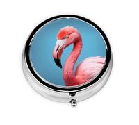 JKDGOJ The Mighty Flamingo Mini pilulier rond avec 3 compartiments pour le rangement des pilules et le voyage portable