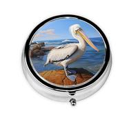 JKDGOJ The Mighty Pelican Mini boîte à pilules ronde avec 3 compartiments pour le rangement des pilules et le voyage portable