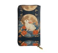 JKDGOJ The Rabbit Behind the Screen Prints Portefeuille long en cuir pour femme Grande capacité avec fermeture éclair