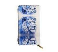 JKDGOJ The Silent Lion Prints Portefeuille long en cuir pour femme Grande capacité avec fermeture éclair