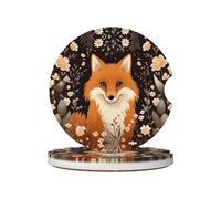 JKDGOJ The Sitting Fox Prints Lot de 2 dessous de verre absorbants en céramique antidérapants pour décoration de voiture