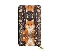 JKDGOJ The sitting fox Prints Portefeuille long en cuir pour femme Grande capacité avec fermeture éclair