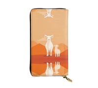JKDGOJ The Standing Lamb Prints Portefeuille long en cuir pour femme Grande capacité avec fermeture éclair