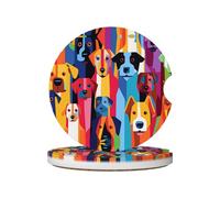 JKDGOJ The Staring Dog Imprimer Lot de 2 dessous de verre absorbants en céramique antidérapants pour décoration de voiture