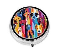 JKDGOJ The Staring Dog Mini pilulier rond avec 3 compartiments pour le rangement des pilules et le voyage