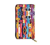 JKDGOJ The Staring Dog Prints Portefeuille long en cuir pour femme Grande capacité Sac à fermeture éclair