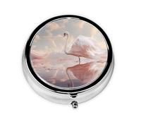 JKDGOJ The White Swan Mini boîte à pilules ronde avec 3 compartiments pour le rangement des pilules et le voyage
