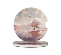 JKDGOJ The White Swan Prints Lot de 2 dessous de verre absorbants en céramique antidérapants pour décoration de voiture
