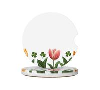 JKDGOJ Tulip Trifolium Prints Lot de 2 dessous de verre absorbants en céramique antidérapants pour décoration de voiture