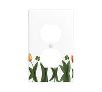 JKDGOJ Tulip Trifolium Prints Panneau mural double prise pour prise électrique domestique durable pour prises et interrupteurs décoratifs