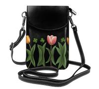 JKDGOJ Tulip Trifolium Prints Sac à bandoulière pour téléphone portable, petit portefeuille pour femme, un cadeau pratique adapté pour les sorties, l'exercice et le shopping