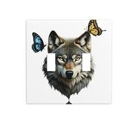 JKDGOJ Un loup brutal panneau mural décoratif 11,4 x 11,4 cm adapté aux prises qui ne sont pas facilement endommagées