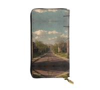 JKDGOJ Wide Road Prints Portefeuille long en cuir pour femme Grande capacité avec fermeture éclair