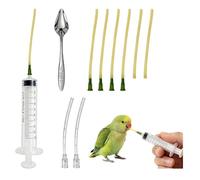 JKDHJK Lot de 15 seringues avec tuyau, doseur précis de 10 ml, sans aiguille, tuyaux flexibles en silicone et cuillère en acier inoxydable, alimentation sûre à la main pour perroquets, pigeons et
