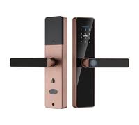 JKDND Serrure Intelligente À Empreinte Digitale Compatible Avec Empreinte Digitale/code/carte Magnétique/clé/WiFi, Adaptée Aux Portes En Bois, Portes D'entrée Et Bureaux.(Red Bronze tuya)