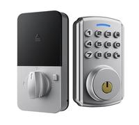 JKDND Serrure Intelligente À Entrée Sans Clé Compatible Avec L'application Tuya. Clavier Et Clé Mécanique Adaptés Aux Portes D'une Épaisseur De 35 À 55 Mm.(Silver)