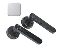 JKDND Serrure Intelligente Pour Poignée De Porte Compatible Avec L'application, La Télécommande, Le Bluetooth, La Clé Mécanique, La Carte, Le Code PIN Et L'empreinte Digitale.(Black)